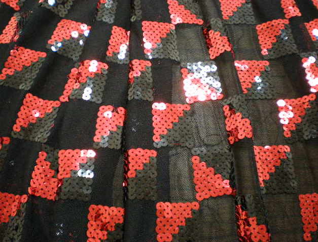 4. Black-Red Triangle Design Sequins